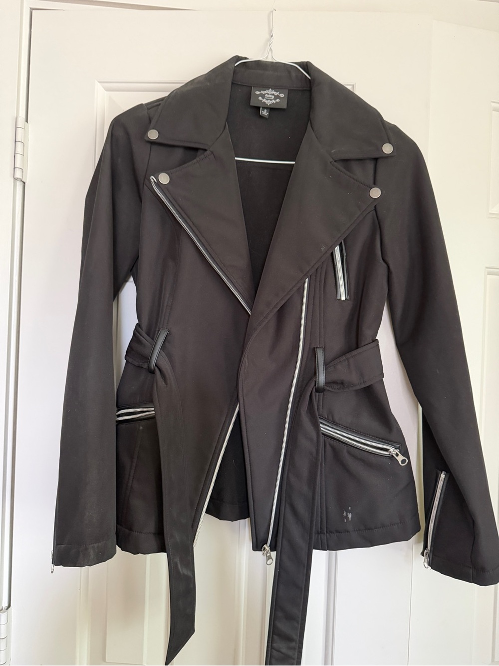Women's Moto Jacket - Black with Asymmetrical Zipper